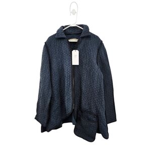 Cynthis Ashby Women's Corbet 100% Cotton Embossed Crinkle Full Zip Jacket - M